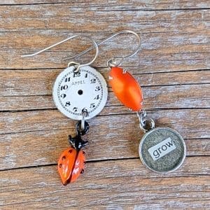 Christine Stoll - Time to Garden Earrings - Ladybug Garden