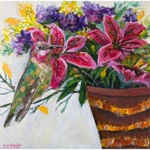 Rohini Mathur - Sunkissed Stargazer Lilies And The Sparkling Hummingbird